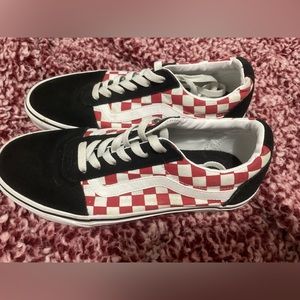 Womens 8.5 red checkered vans